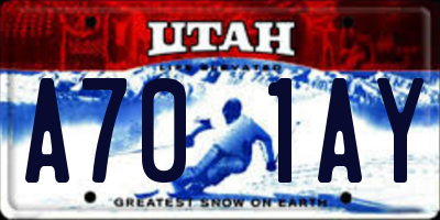 UT license plate A701AY