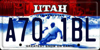 UT license plate A701BL