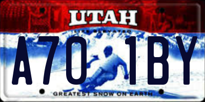 UT license plate A701BY