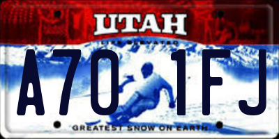 UT license plate A701FJ