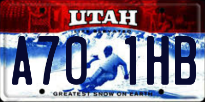 UT license plate A701HB