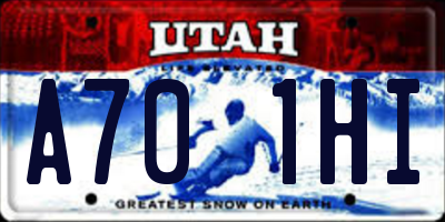 UT license plate A701HI