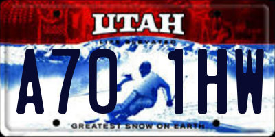 UT license plate A701HW
