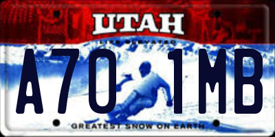 UT license plate A701MB