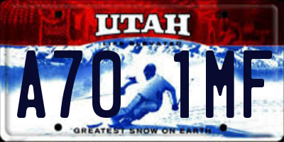 UT license plate A701MF