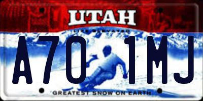 UT license plate A701MJ