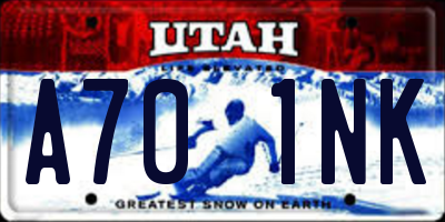 UT license plate A701NK