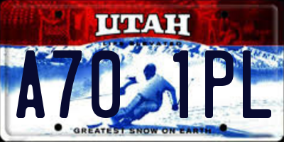 UT license plate A701PL