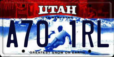 UT license plate A701RL