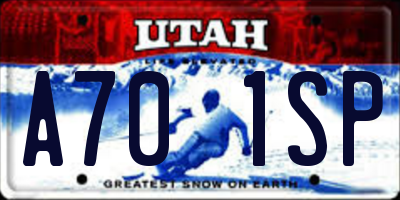 UT license plate A701SP