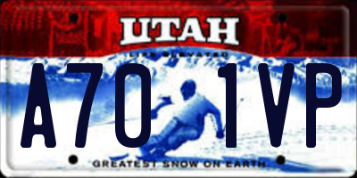 UT license plate A701VP