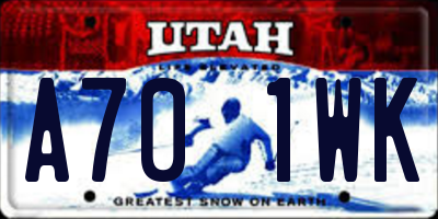 UT license plate A701WK
