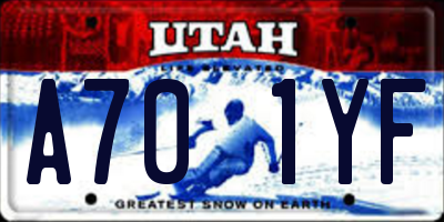 UT license plate A701YF