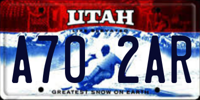 UT license plate A702AR