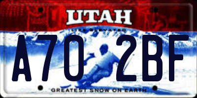 UT license plate A702BF
