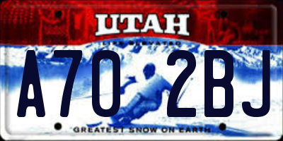 UT license plate A702BJ