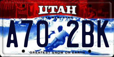 UT license plate A702BK