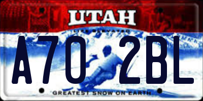 UT license plate A702BL