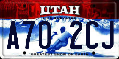 UT license plate A702CJ