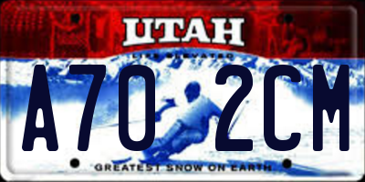 UT license plate A702CM