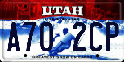 UT license plate A702CP