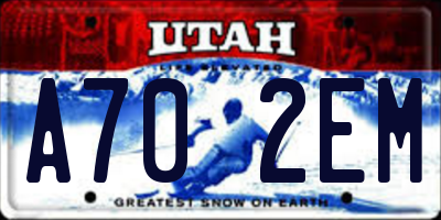UT license plate A702EM