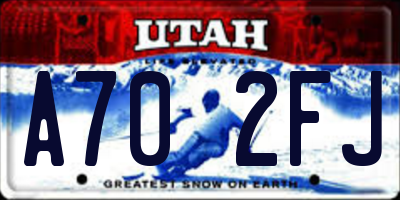 UT license plate A702FJ