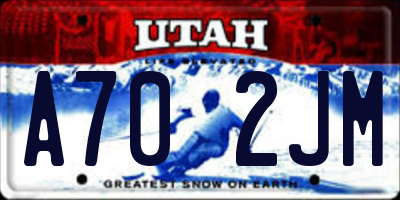UT license plate A702JM