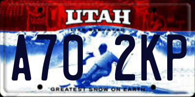 UT license plate A702KP