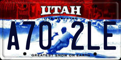 UT license plate A702LE