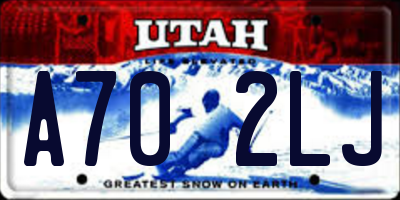 UT license plate A702LJ