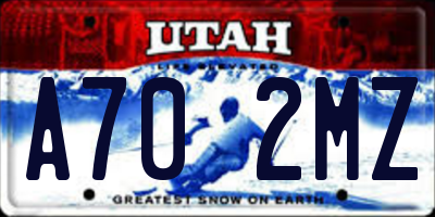UT license plate A702MZ