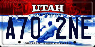 UT license plate A702NE