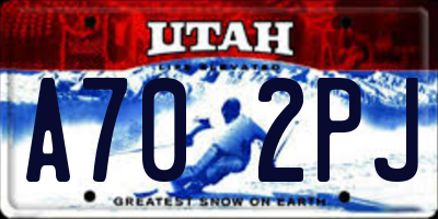 UT license plate A702PJ