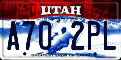 UT license plate A702PL