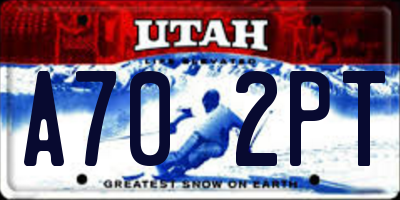 UT license plate A702PT