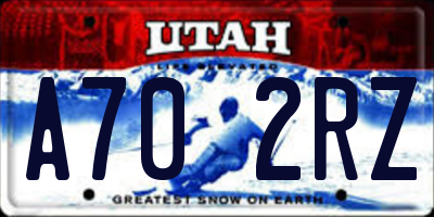 UT license plate A702RZ