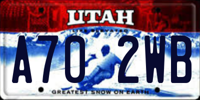 UT license plate A702WB