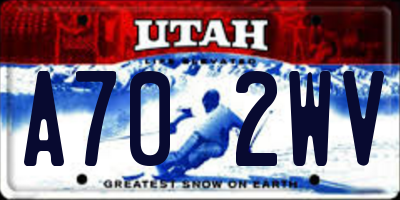 UT license plate A702WV