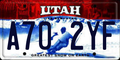 UT license plate A702YF