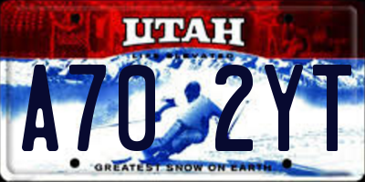 UT license plate A702YT