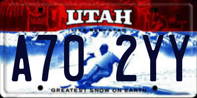 UT license plate A702YY