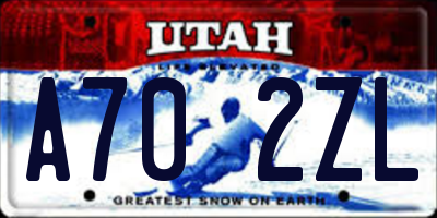 UT license plate A702ZL
