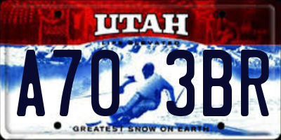 UT license plate A703BR