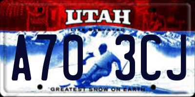 UT license plate A703CJ