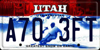 UT license plate A703FT
