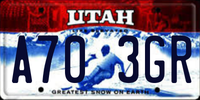 UT license plate A703GR
