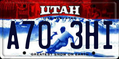 UT license plate A703HI