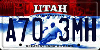 UT license plate A703MH