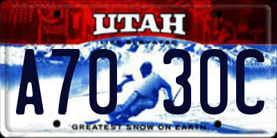 UT license plate A703OC